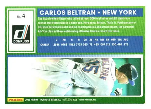 2025 Donruss Base #4 Carlos Beltran NM-MT Mets ID:79011 - Baseball Card Single