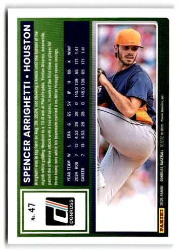 2025 Donruss Base #47 Spencer Arrighetti NM-MT Astros ID:78525 - Baseball Card Single