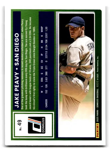 2025 Donruss Base #49 Jake Peavy NM Near Mint Padres ID:79441 - Baseball Card Single