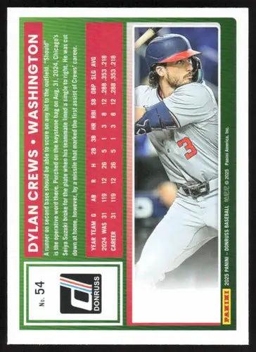 2025 Donruss Base #54 Dylan Crews NM-MT Nationals ID:78528 - Baseball Card Single
