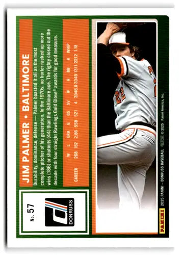2025 Donruss Base #57 Jim Palmer NM-MT Orioles ID:78531 - Baseball Card Single