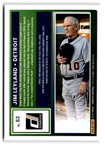 2025 Donruss Base #63 Jim Leyland NM-MT Tigers ID:78532 - Baseball Card Single