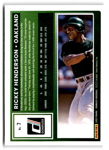 2025 Donruss Base #7 Rickey Henderson NM-MT ID:78505 - Baseball Card Single