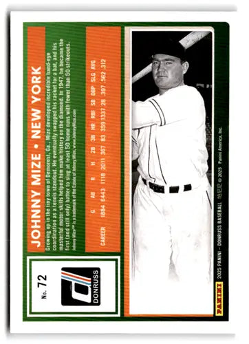 2025 Donruss Base #72 Johnny Mize NM-MT NY Giants ID:78537 - Baseball Card Single