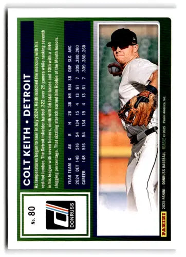 2025 Donruss Base #80 Colt Keith NM-MT Tigers ID:78541 - Baseball Card Single