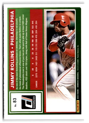 2025 Donruss Base #83 Jimmy Rollins NM-MT Phillies ID:78544 - Baseball Card Single