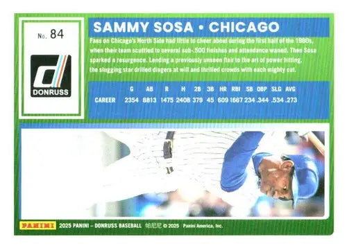 2025 Donruss Base #84 Sammy Sosa NM-MT Cubs ID:79044 - Baseball Card Single