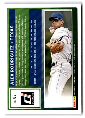 2025 Donruss Base #87 Alex Rodriguez NM Near Mint Rangers ID:79148 - Baseball Card Single