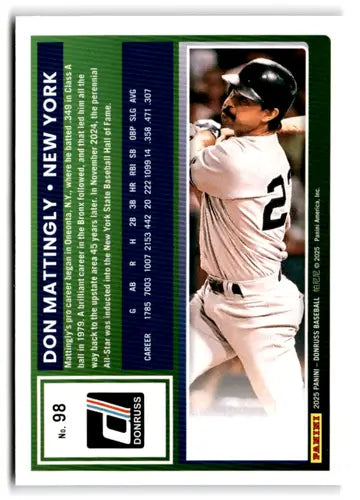 2025 Donruss Base #98 Don Mattingly NM-MT Yankees ID:78551 - Baseball Card Single