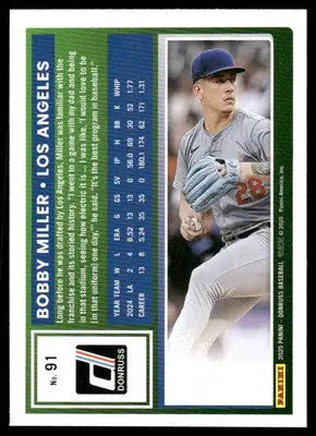 2025 Donruss Bobby Miller #91 Baseball - Baseball Card Single