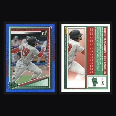 2025 Donruss Christian Moore #145 Rated Prospect Blue /149 Angels - Baseball Card Single
