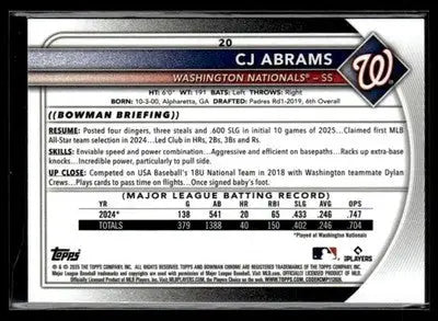 2025 Donruss Chrome #20 CJ Abrams Green Geometric Refractor #74/99