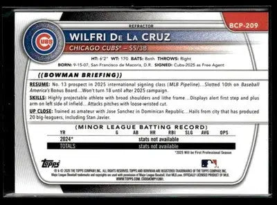2025 Donruss Chrome #BCP-209 Wilfri De La Cruz Refractor #126/499 - Baseball Card Single