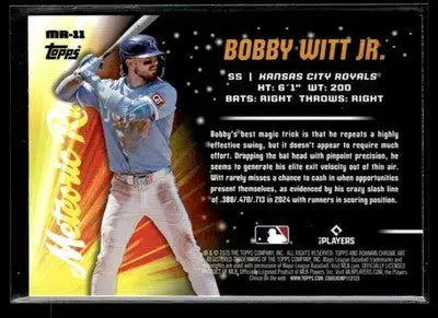 2025 Donruss Chrome #MR-11 Bobby Witt Jr - Baseball Card Single