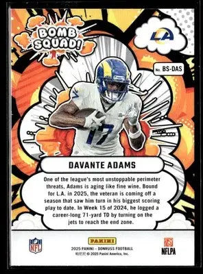 2025 Donruss Davante Adams #BS-DAS Bomb Squad Los Angeles Rams - Football Card Single