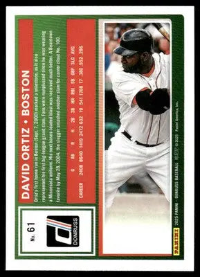 2025 Donruss David Ortiz #61 Baseball - Baseball Card Single