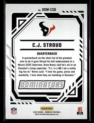2025 Donruss #DOM-CSD CJ Stroud Dominators - Football Card Single