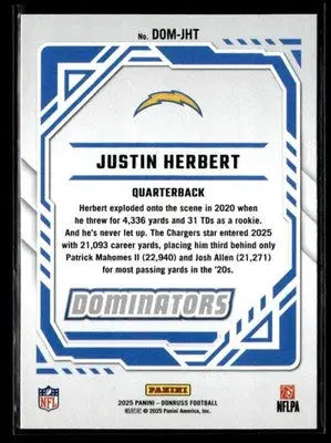 2025 Donruss #DOM-JHT Justin Herbert Dominators - Football Card Single