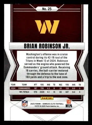 2025 Donruss Elite #25 Brian Robinson Jr. - Football Card Single