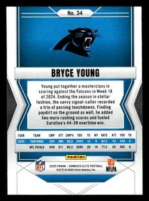 2025 Donruss Elite #34 Bryce Young Carolina Panthers - Football Card Single