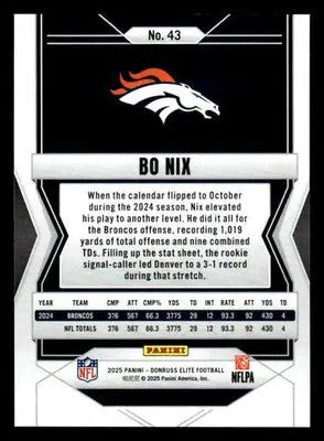 2025 Donruss Elite #43 Bo Nix - Football Card Single