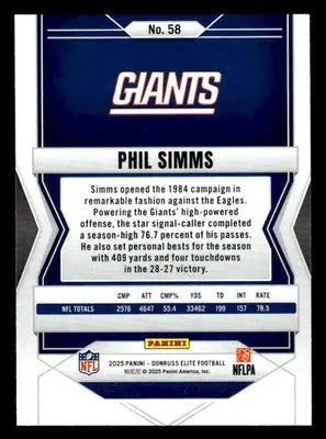 2025 Donruss Elite #58 Phil Simms - Football Card Single