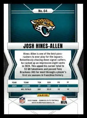 2025 Donruss Elite #64 Josh Hines-Allen - Football Card Single