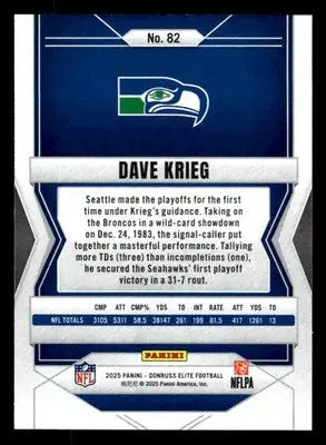 2025 Donruss Elite #82 Dave Krieg - Football Card Single