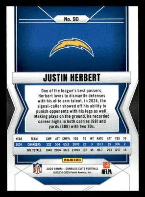 2025 Donruss Elite #90 Justin Herbert - Football Card Single