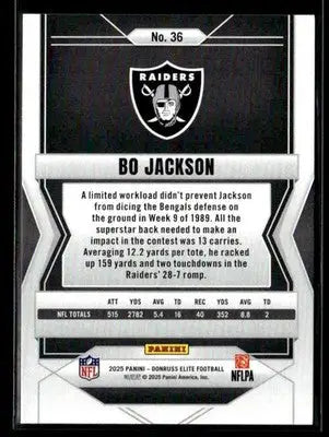 2025 Donruss Elite Bo Jackson #36 Los Angeles Raiders - Football Card Single