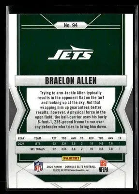 2025 Donruss Elite Braelon Allen #94 New York Jets - Football Card Single