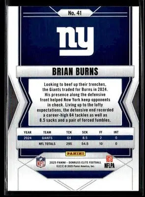 2025 Donruss Elite Brian Burns #41 New York Giants - Football Card Single