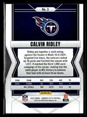 2025 Donruss Elite Calvin Ridley #3 Tennessee Titans - Football Card Single