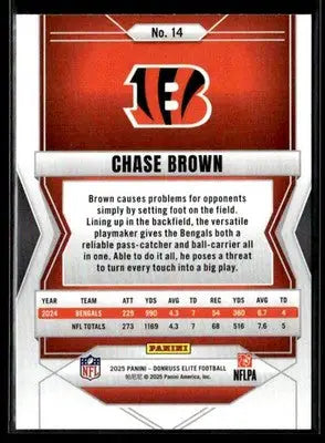 2025 Donruss Elite Chase Brown #14 Cincinnati Bengals - Football Card Single