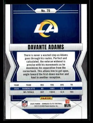 2025 Donruss Elite Davante Adams #79 Los Angeles Rams - Football Card Single