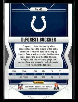 2025 Donruss Elite DeForest Buckner #46 Orange SN #/199 Indianapolis Colts