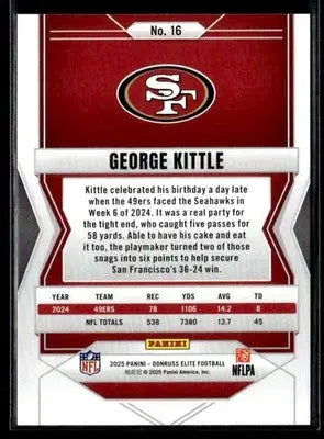 2025 Donruss Elite George Kittle #16 San Francisco 49ers - Football Card Single