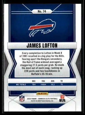 2025 Donruss Elite James Lofton #74 Buffalo Bills - Football Card Single