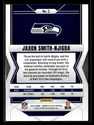 2025 Donruss Elite Jaxon Smith-Njigba #2 Seattle Seahawks - Football Card Single