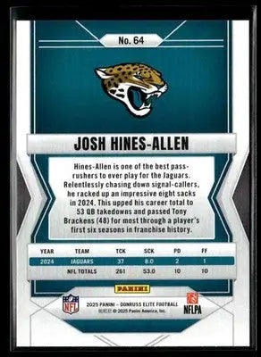 2025 Donruss Elite Josh Hines-Allen #64 Jacksonville Jaguars - Football Card Single