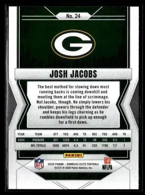 2025 Donruss Elite Josh Jacobs #24 Green Bay Packers - Football Card Single