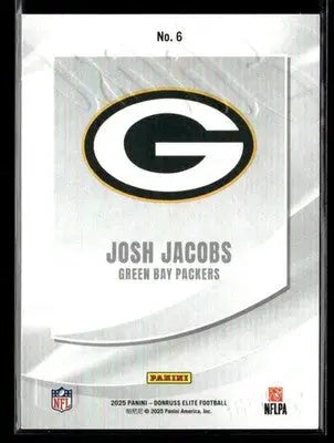 2025 Donruss Elite Josh Jacobs #6 Elitist SN #/799 Green Bay Packers - Football Card Single