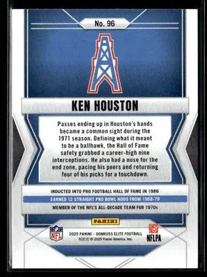 2025 Donruss Elite Ken Houston #96 Houston Oilers - Football Card Single