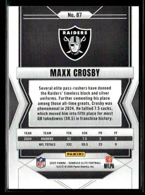 2025 Donruss Elite Maxx Crosby #87 Las Vegas Raiders - Football Card Single