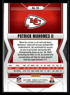 2025 Donruss Elite Patrick Mahomes II #55 Kansas City Chiefs - Football Card Single