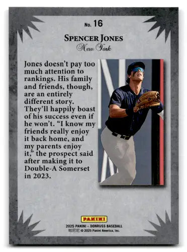 2025 Donruss Elite Series #16 Spencer Jones NM-MT Yankees ID:78577 - Baseball Card Single