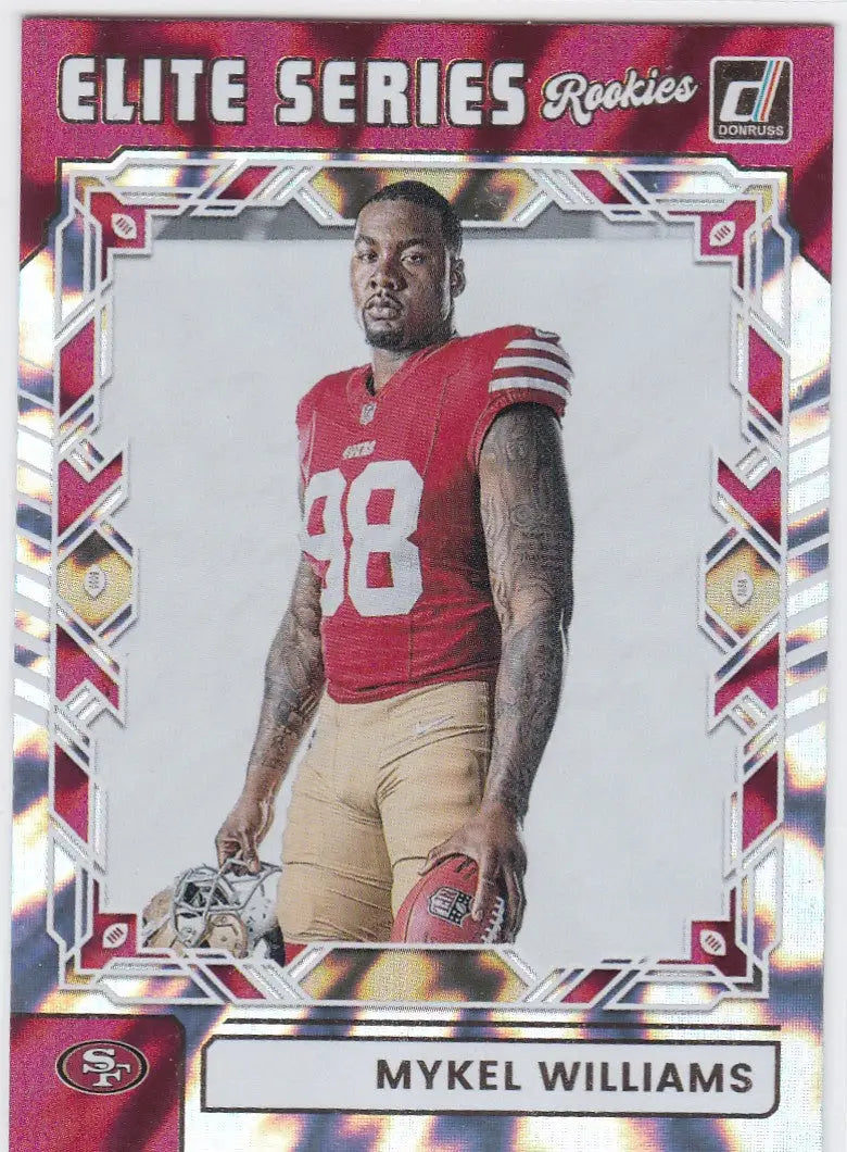 Collectible Mykel Williams Elite Series Rookies football card in red uniform