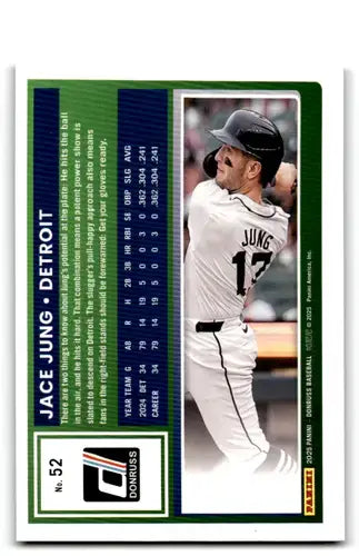 2025 Donruss Green Laser #52 Jace Jung NM-MT Tigers ID:80498 - Baseball Card Single
