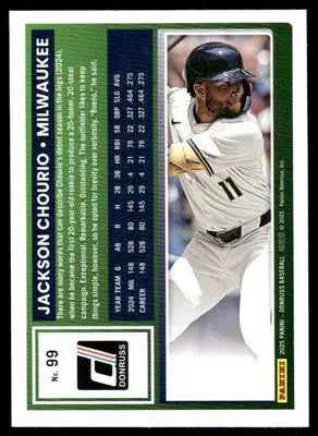 2025 Donruss Jackson Chourio #99 Baseball - Baseball Card Single