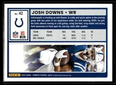 2025 Donruss Josh Downs #42 Indianapolis Colts